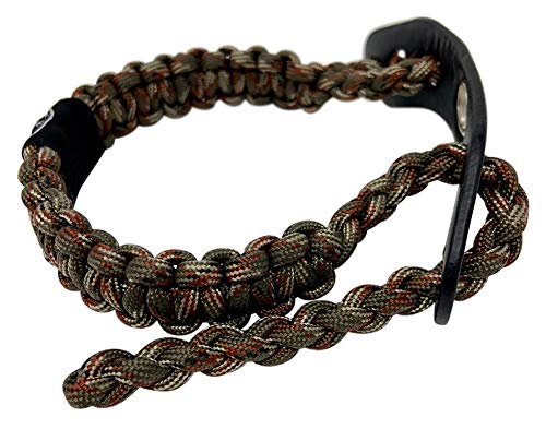 Ten Point Gear Bow Archery Wrist Sling 550 Paracord - Survival Hunting Shooting - Durable Leather with Metal Grommet (Multiple Camo Options) (Flo-Green & Camo)