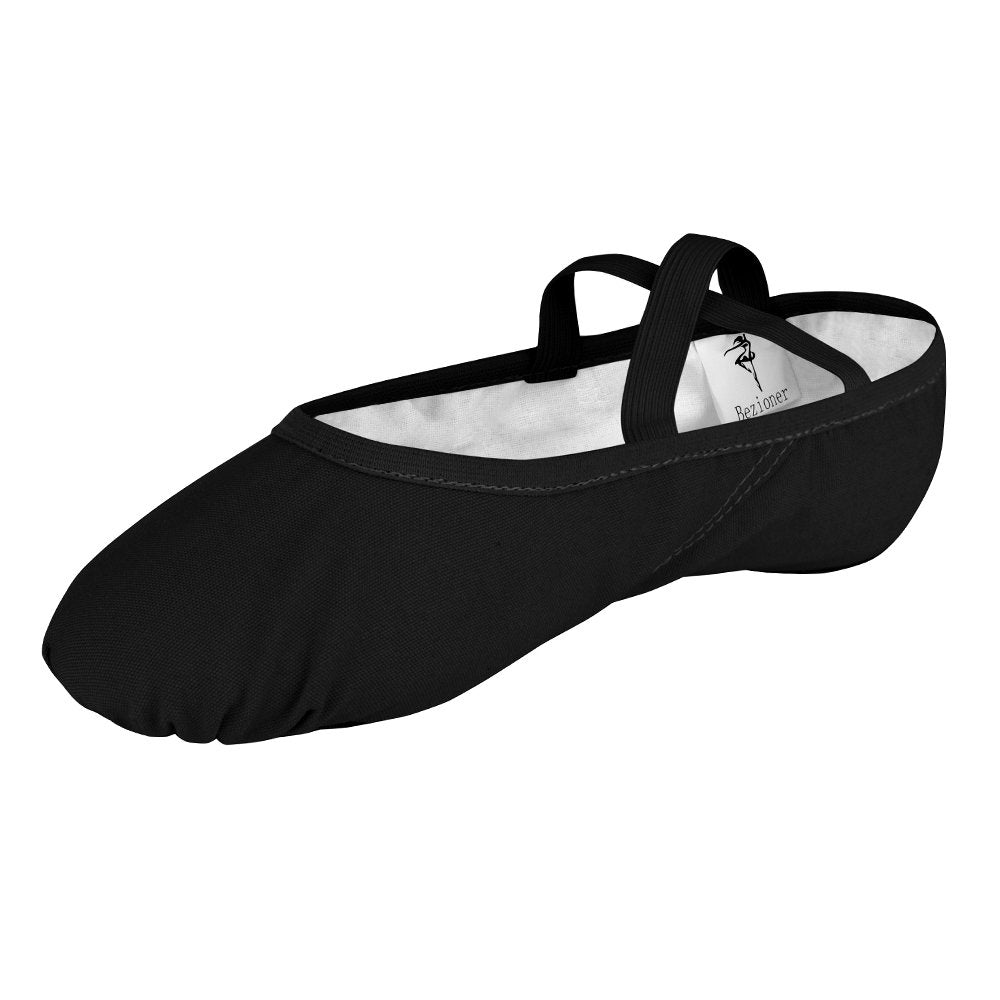 Bezioner Girls Canvas Ballet Shoes Ballet Slipper for Kids Women Yoga Shoes for Dancing-Black (Size 2 Big Kid)