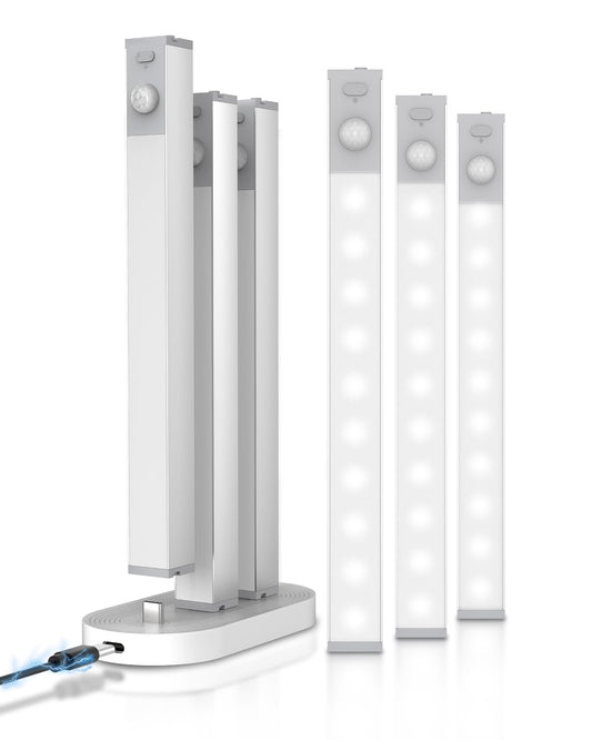 Goodea 6 Pack Led Under Cabinet Lights Wireless with Charging Station, 7’’ Rechargeable Motion Sensor Light Indoor, Dimmable Closet Lights for Cabinets, Bookshelf, Stair, Hallway