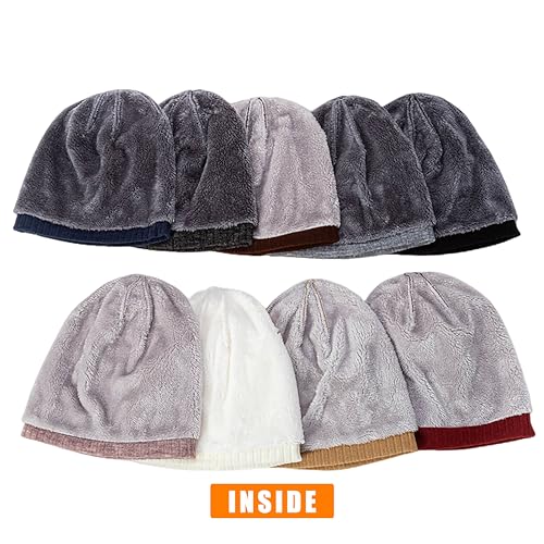 HiRui Winter Beanie Hats for Men Women Knit Fleece Lined Skull Caps Warm Slouchy (Gray)