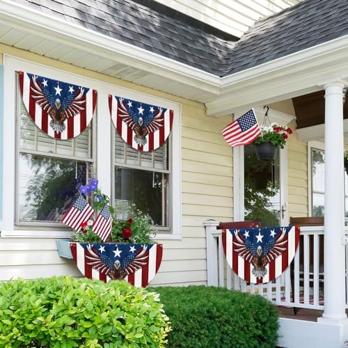 FLAGWIX American Flag Patriotic Eagle American Non-Pleated Fan Flag TPT1636F, 3x6 ft, 1 Pack Suitable for Outdoor and Indoor