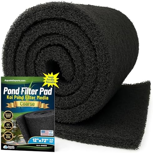 Aquatic Experts Classic Koi Pond Filter Pad COARSE – Bulk Roll Pond Filter Media, Rigid Ultra-Durable Latex Coated Fish Pond Filter Material US (12" x 72", Coarse (Black))