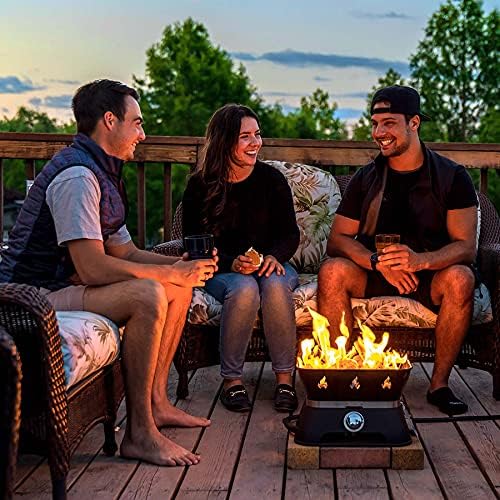Outland Living Firebowl 805 Firecube 14” Portable Square Smokeless Propane Fire Pit – Outdoor Gas Fire Pit with Cover & Carry Kit, Lava Rocks, 58,000 BTU, Black