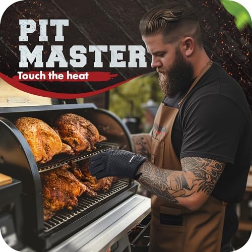 KITCHEN PERFECTION Silicone Smoker Oven Gloves-Extreme Heat Resistant BBQ Gloves-Handle Hot Food Right on Your Grill Fryer & Pit|Waterproof Grilling Cooking Baking Mitts|Superior Value Set +3 Bonuses