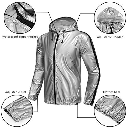 MulYeeh Weight Loss Sweat Suit Heavy Duty Full-Zip Sauna Suit Fitness Exercise Gym Top Pant with Hood for Men Women