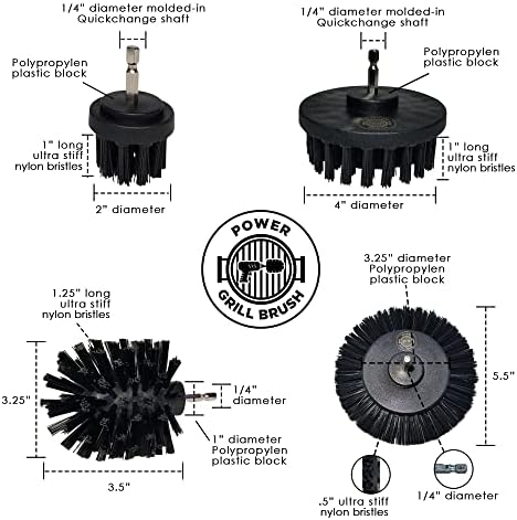 5 Piece BBQ Cleaning Kit - Nylon Safe Bristle, Free Non, Wire-Safe for All Grates Stainless Steel Charcoal/Gas Scraper,Accessories Outdoor Gift for Dad/Men Cool Barbecue Cleaner