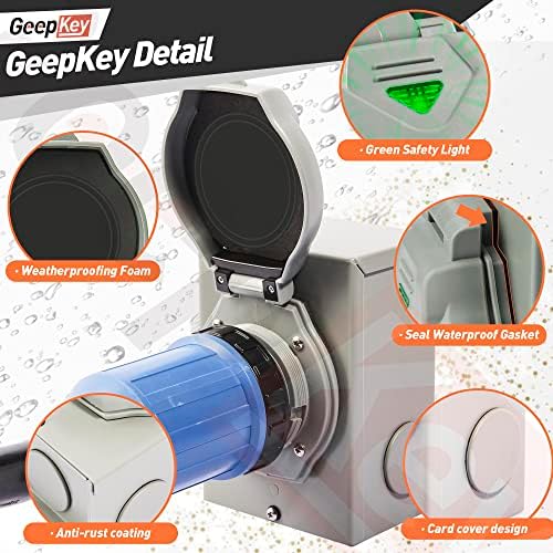 30 Amp Generator Inlet Box [Pre-Drilled] with Green Safely Light, PB30 Power Inlet Box, 7500 Watts Generator Transfer Switch Accessories for Emergency in Snowstorm Weather, ETL Listed