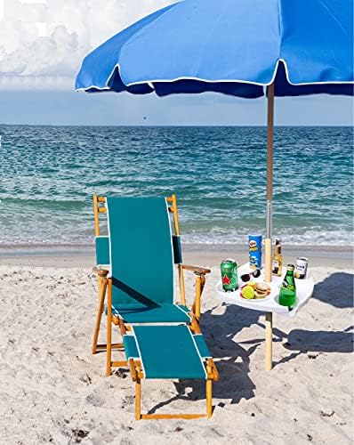 AMMSUN 17" Beach Umbrella Table Tray with 4 Cup Holders, 4 Snack Compartments for Beach, Patio, Garden, Swimming Pool 17 Inch, White