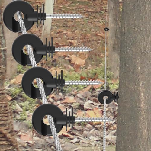 100 Pcs Black Electric Fence Insulator Screw-in Insulator Fence Ring Post Wood Post Insulator and 1 Pc Free Insulator Socket Tool (Grid System Accessories for Animal Husbandry Electronic)