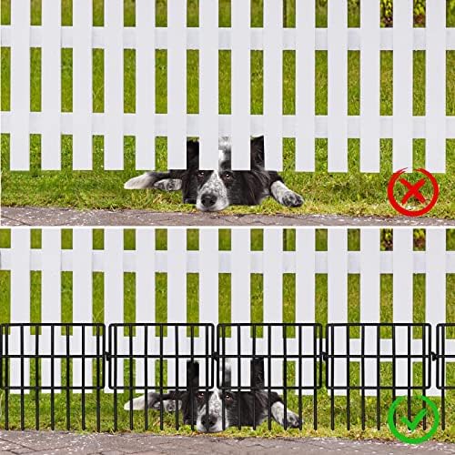 22 Pack Animal Barrier Fences, 1.5" Gap No Digging Garden Fence Panels, Metals Black Deterrent Fence for Dogs Rabbits, Decorative Fence for Outdoor Landscape Patio Total 22 ft(L)×16 in(H)
