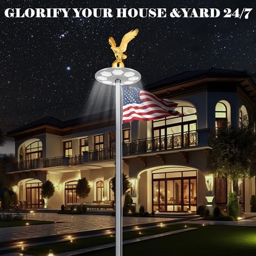 PPQ Gold Flag Pole Eagle Topper 11", Gold Ball Topper 3",1/2"-13 Threaded Screw w/Hexnut, Fits for Most Telescoping & Sectional Flagpoles(20/25/30FT)