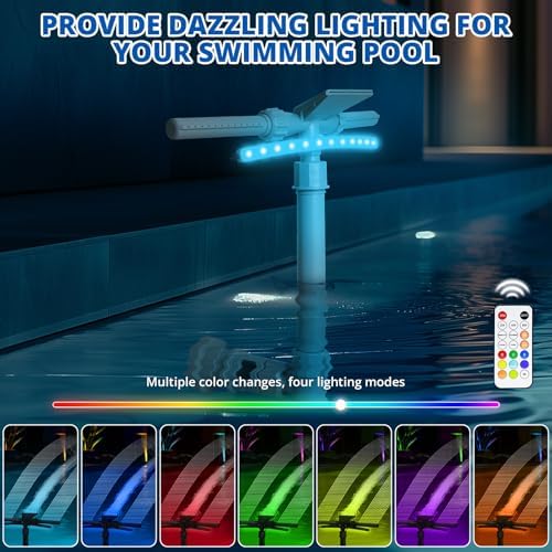 2025 New Model Pool Fountains for Above and In-ground Pools – Solar Pool Fountain with Lights, 360° Adjustable, Featuring Two Spray Modes; Pool Accessories with 9-Color Lights and 4 Modes