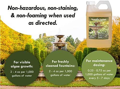 Fountain Algaecide and Clarifier - 64oz - Kills and Inhibits All Types of Algae Growth, Formulated for Small Ponds and Water Features, Treats up to 64,000 Gallons