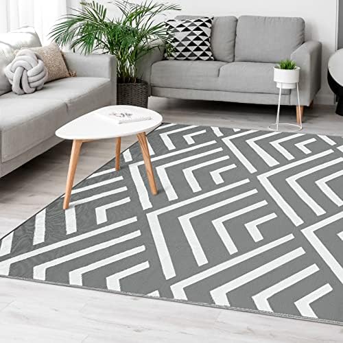 Kohree RV Outdoor Rug 9x12 Reversible, Waterproof Patio Mat with 4 Stakes & UV Fade Resistant, Non-Slip Outdoor Camping Mat for Deck, Picnic, Backyard, Includes Carry Bag (Grey & White)