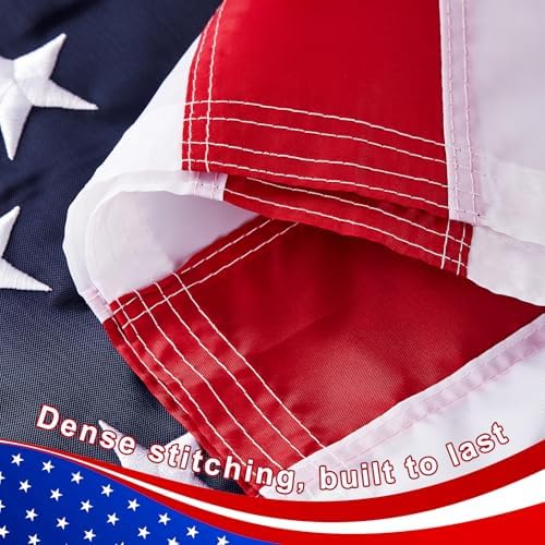 American Flags 3x5 FT for Outside, USA Flag Outdoor Heavy Duty with Embroidered Stars Swen Stripes Brass Grommets Made of Longest Lasting Waterproof & Tear Proof Oxford Polyester