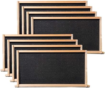 BeeCastle Heavy Wax Coated Langstroth Unassembled Deep/Brood Box with Frames and Beeswax Coated Foundation Sheet (8 Frame)