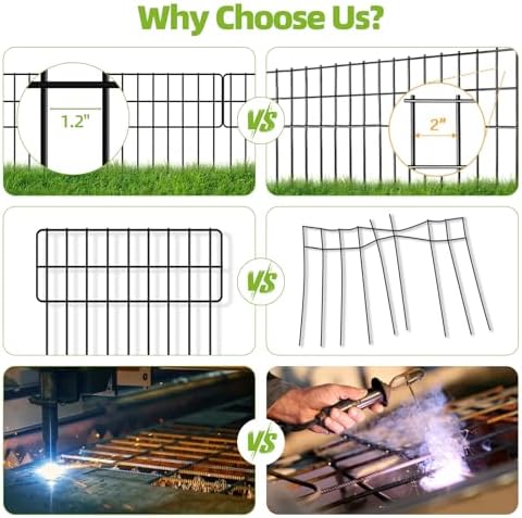 14 Panels No Dig Fence, Animal Barrier Fencing, 13in(H) x 14ft(L) Fencing Barrier for Bottom, Rabbit Fence for Garden, Dog Fencs Barrier, Rustproof Metal Fencs Border for Outdoor