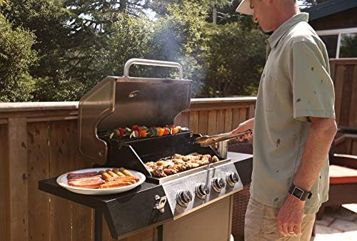 Cuisinart 4-Burner Gas Grill, 44,000 BTU Stainless Steel Full Size Propane Grill with Cast Iron Grates, Outdoor Barbecue with Large Cooking Space and Side Tables for Prep