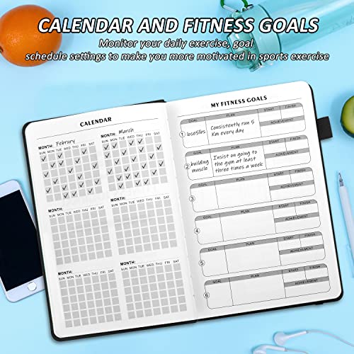 EPEWIZD Fitness Journal Hardcover 6- Month Workout Planner Undated Workout Log Book Home Gym Accessories for Women and Man (Black)