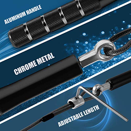 Jump Rope, Wastou Speed Jumping Rope for Training Fitness Exercise, Adjustable Adults Workout Skipping Rope for Men, Women, Kids, Girls (Black)