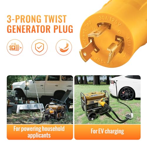 Shore Power NEMA L5-30P to 5-15/20R RV Generator Adapter MECMO Marine 30 Amp to 110 15 Amp Household Regular Connector, 30A 3 Prong Twist Lock Locking Generator Male L5-30P to 5-15R 5-20R Female Cord