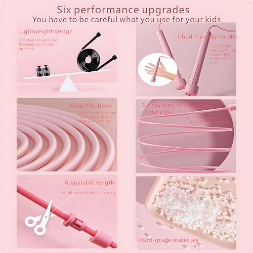 Kids Jump Rope, 3-Pack Set, Jump Rope for Kids 8-12, Beginners, and Adults - Lightweight, Tangle-Free, Adjustable PVC Rope - Jump Rope Kids, Jump Rope for Women (3 pcs)