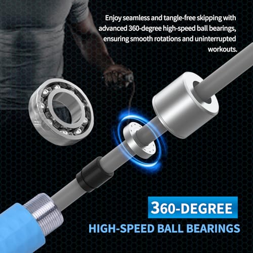 Weighted Jump Rope for Men，Women and kids(1LB), Jump Ropes for Fitness, Speed Skipping Rope, Gym,Indoor/Outdoor - Fitness, Workout, Boxing,crossfit (Black)