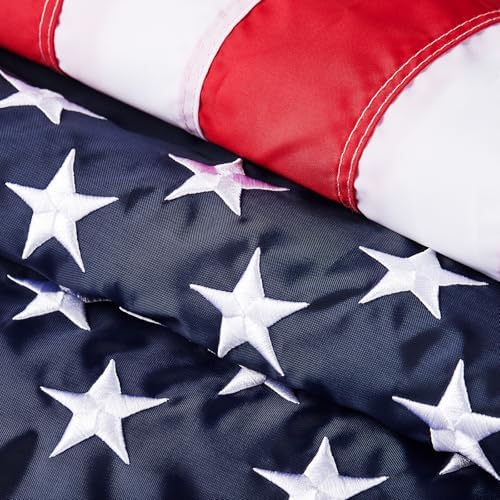 American Flags 3x5 FT for Outside, USA Flag Outdoor Heavy Duty with Embroidered Stars Swen Stripes Brass Grommets Made of Longest Lasting Waterproof & Tear Proof Oxford Polyester