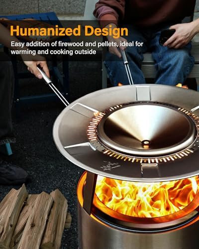 YEFU Fire Pit Heat Deflector for Solo Stove Bonfire 19.5", Portable 304 Stainless Steel Heat Diffuser Accessory for Firepit Captures and Redirects Warmth, Detachable Burner Cover Accessories