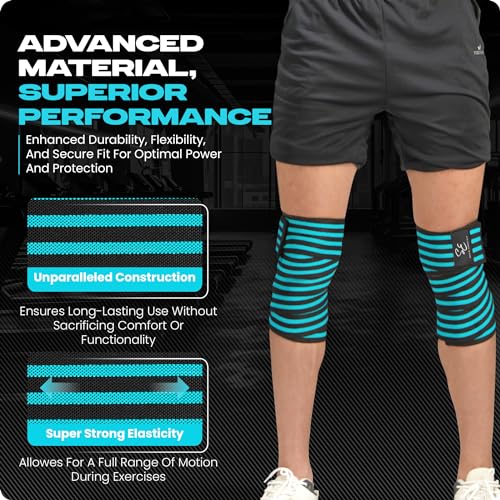 Special Essentials Knee Wraps for Weightlifting with Strap (2 Pack) - 72 Inches Flexible Support for Men & Women, for Powerlifting, Squats, Leg Press, and Cross Training