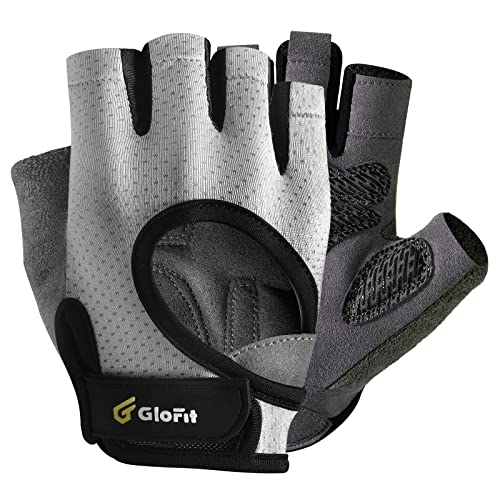 Glofit Workout Gloves for Women and Men, Weight Lifting Gloves Anti-Slip Padded Palm, Light Weight Fingerless Powerlifting Fingerless Gym Gloves for Exercise, Fitness, Training, Cycling