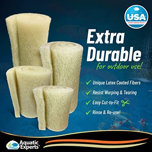 Aquatic Experts Cream COARSE Pond Filter Pad - 2 inch Thick - Bulk Roll Water Garden Filter Pond Media - Made in USA, (12" x 36")
