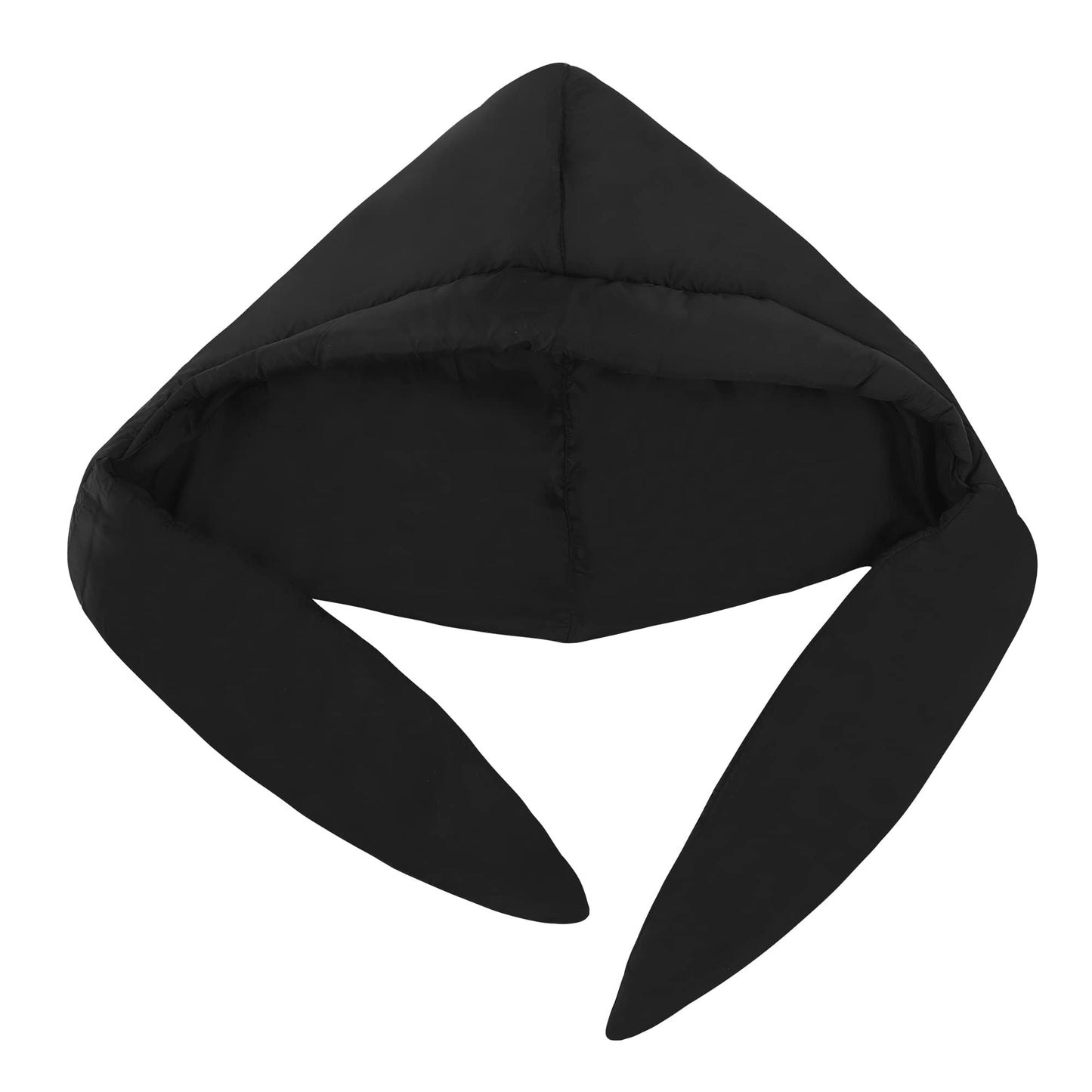 DOCILA Plain Black Hood Down Hat Women Soft Natural Babushka Hoodies Beanie Ultralight Neck Ear Protection Balaclava Warmer Padded Hooded Scarf with A Tie Under The Chin