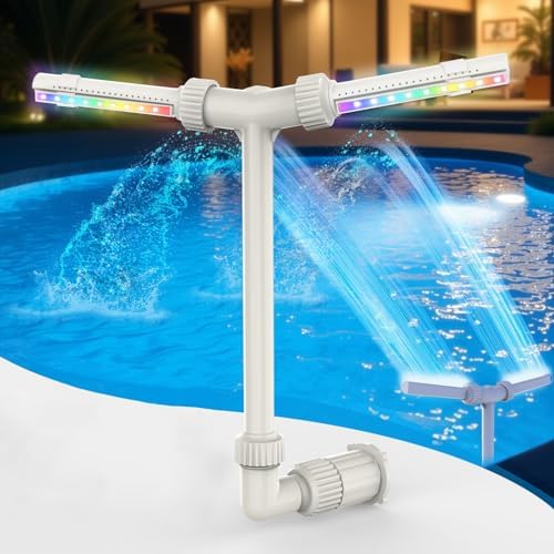 Solar Pool Fountain with Lights for Above Ground Inground Pools, 120 Color Lighting Modes Remote APP Control, Swimming Pool Accessories Waterfall Adjustable Sprinkler for Pool Decorations Outdoor