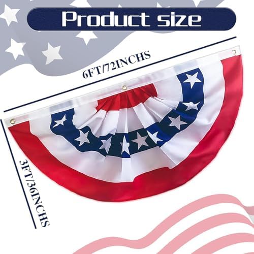American Bunting Flags 3x6 Ft, 4 Packs American Pleated Fan Flag, Usa Patriotic Half Fan Banner Flag, For 4th Of July Decorations Day