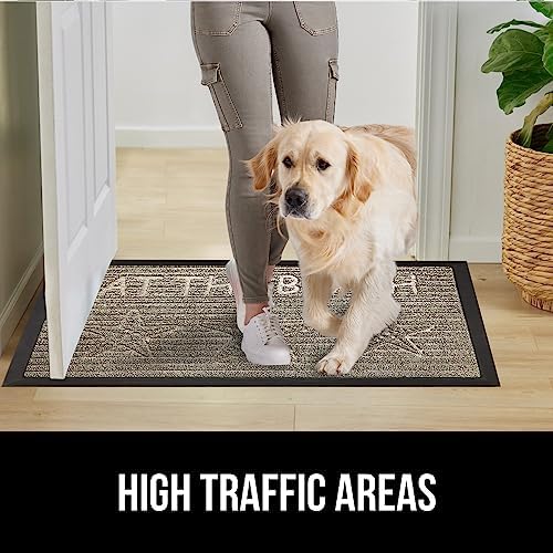 GORILLA GRIP 100% Waterproof All-Season WeatherMax Doormat, Durable Natural Rubber, Stain and Fade Resistant, Low Profile, Indoor Outdoor Door Mats, Easy Clean Patio Entrance Mat, 17x29, Sand Beach