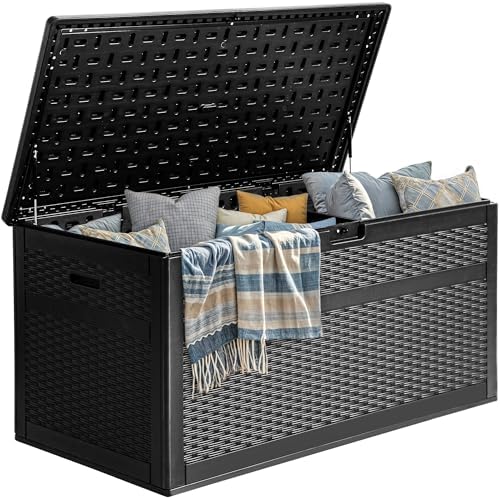 YITAHOME 230 Gallon Double-Wall Deck Box with Divider & Side Handles, Outdoor Large Storage for Patio Furniture Cushions, Garden Pool Accessories, Water Resistant & Lockable