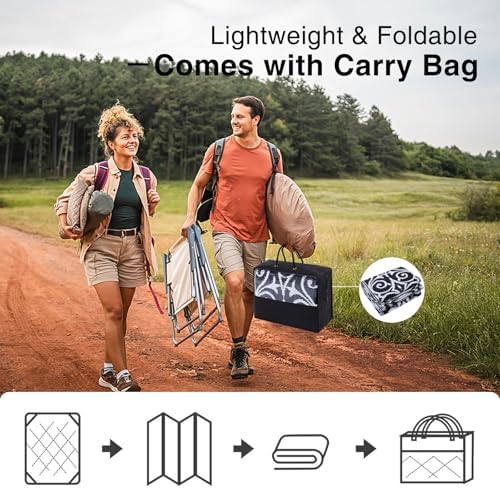 OLANLY Outdoor Rug Waterproof 5x8 ft Clearance, Reversible Outdoor Plastic Straw Rug with Floral Pattern, RV Mat for Patio, Camping, Balcony, Deck, Backyard, Black & White