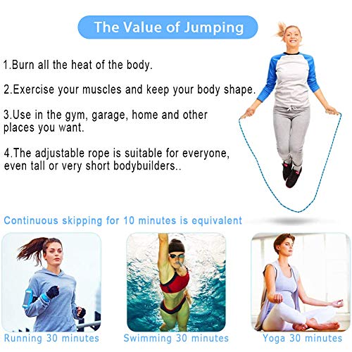 Jump Rope Kids, 7ft Adjustable Cotton Skipping Rope with Wooden Handle for Boys and Girls Fitness Outdoor Exercise(Blue)