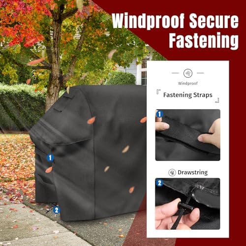 SHINESTAR Grill Cover for Weber Spirit 200/300 Series, Also Fits for Spirit II 300, Double Straps and Built-in Vents, Waterproof, 52-Inch, Black