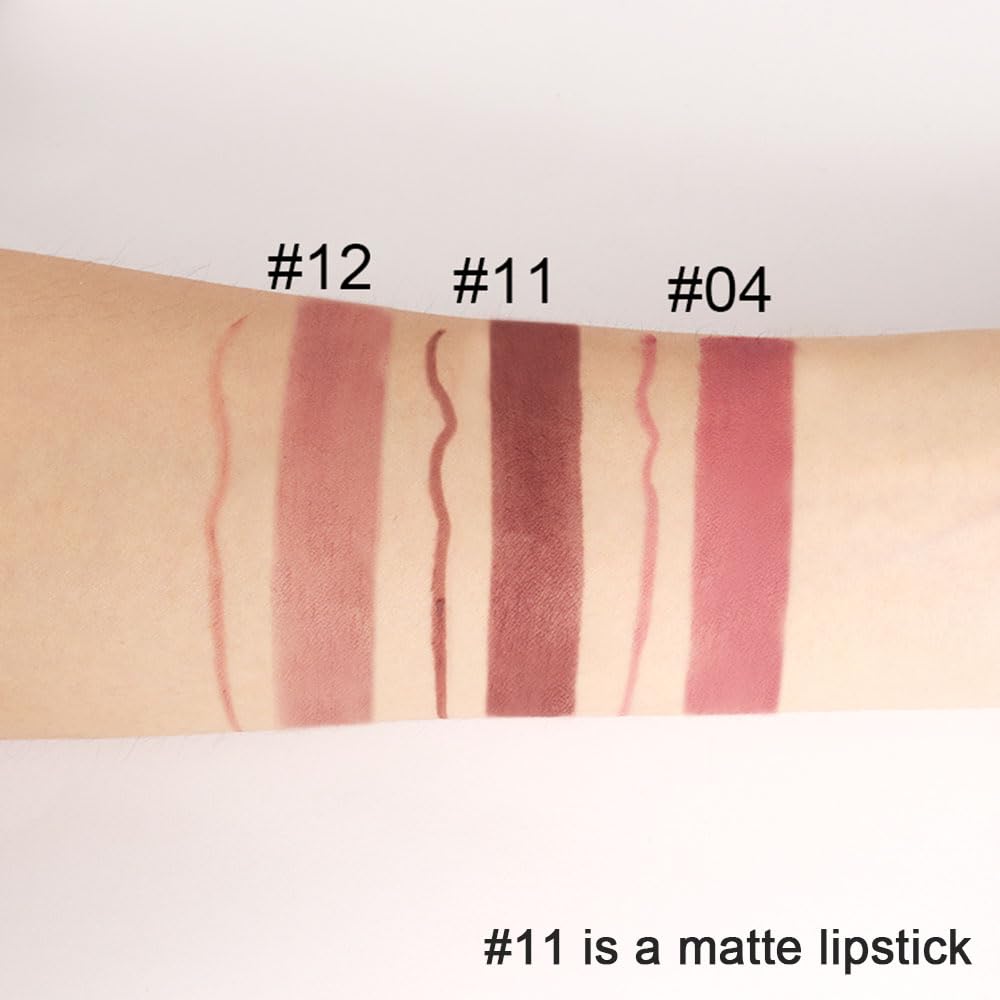 HHLTOH 2-in-1 Brown Lip Liner & Lipstick Set Kit for Women, DNM Matte Lips Kit with Lip Liner Lip Stains Long Lasting Waterproof 24 Hour Lipstick and Lip Liners Combo Lipliners Pencil Set 11