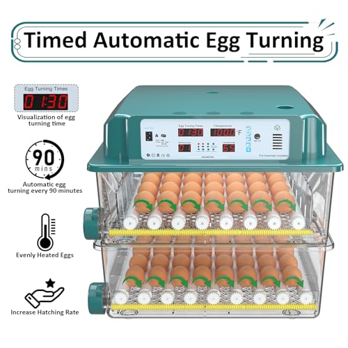 Incubators for Hatching 120 Eggs, Egg Incubator with Automatic Egg Turning and Humidity Monitor, Temperature Control, 5 Automatic Incubation Modes and Incubation Days Record
