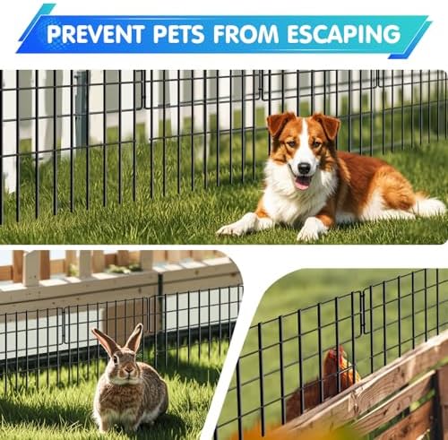 26 Panels No Dig Fence, 28ft(L) x 17in(H) Dog Digging Fencing Barrier, 1.2in Gap Animal Barrier for Bottom of Fence, Rustproof Metal Garden Edging Border Ground Defense Blockers for Outdoor Patio