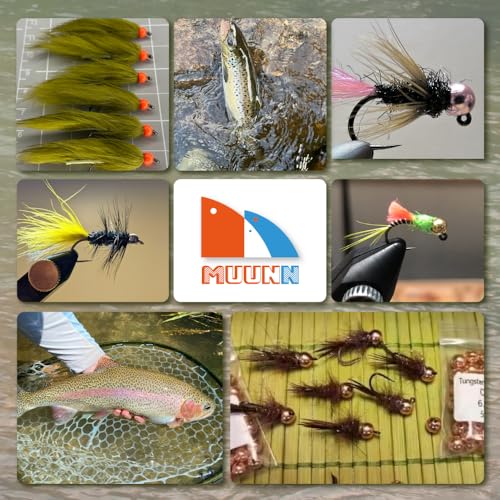 MUUNN 50pcs Tungsten Slotted Beads for Fly Tying,12 Colors/13 Sizes Tungsten Beads Heads Slotted Fly Tying Materials（Rainbow,2.5mm