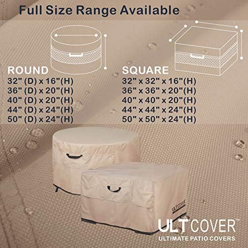 ULTCOVER Patio Fire Pit Table Cover Square 36 inch Outdoor Waterproof Fire Bowl Cover