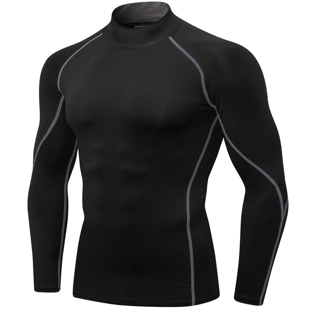 CARGFM Men's Mock Compression Shirt UPF 50+ Long Sleeve Turtleneck Undershirts Baselayer Athletic Running T-Shirts Top