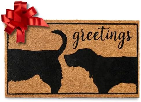 MAINEVENT Funny Dog Greetings Welcome Mat for Front Door, 30x17 Inch, Dog Mat Outdoor Door Mat w/Non-Slip PVC Backing