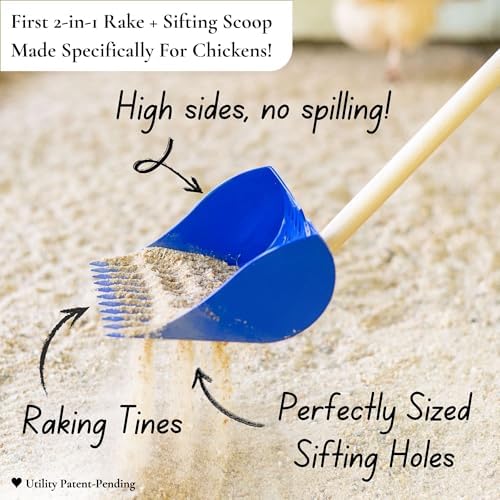 The Coop Scoop® 2-in-1 Chicken Poop Scooper & Rake – Durable Sand Sifting Litter Shovel for Chicken Coops & Small Farm Animals