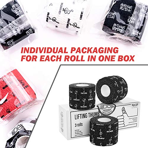 WARM BODY COLD MIND 2" Premium Lifting Thumb Tape for Weightlifting - Hook Grip for Powerlifting, Strength/Cross Training, Deadlift, Weight Lifting, Athletic Finger Wrap (Black 3 Rolls)