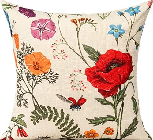 All Smiles 20x20 Outdoor Throw Pillow Covers Summer Spring Garden Flowers Farmhouse Décor Outside Furniture Bench Decorative Cushion Set of 4 for Patio Chair Couch Bed